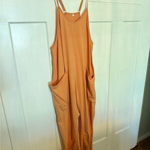 Orange/ Melon Jumpsuit with Spaghetti Straps